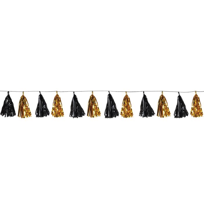 Metallic Tassel Garland - Black and Gold