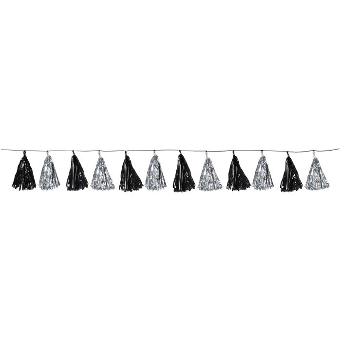 Metallic Tassel Garland - Black and Silver