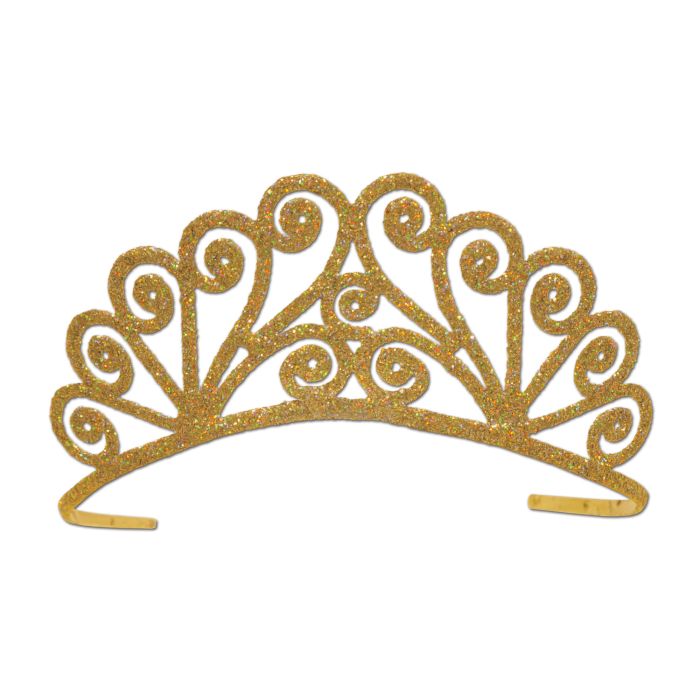 Glittered Metal Tiara - Gold