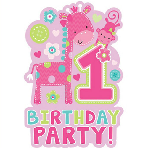 One Wild Girl 1st Birthday Die-Cut Postcard Invitations 6"" X 3.5"