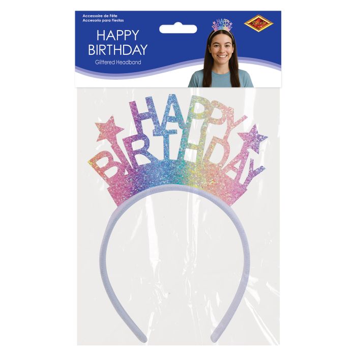Glittered Happy Birthday Headband