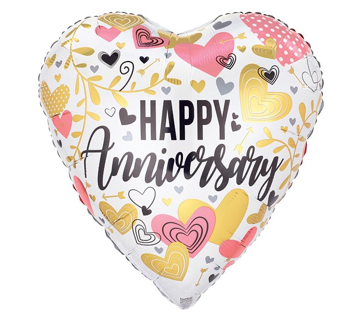 923 36" ANNIVERSARY HEARTS JUMBO HEART FOIL BALLOON
