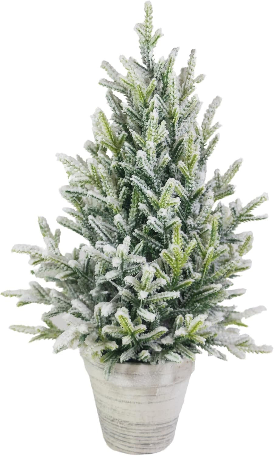 Artificial Flocked Christmas Tree Holiday Decorations for Home, Large 23", White Planter