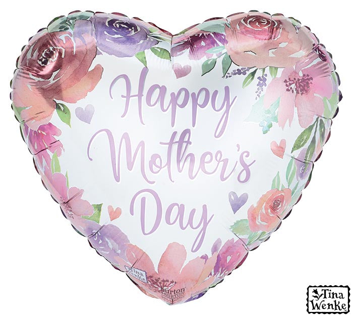 E002 17" HAPPY MOTHER'S DAY BLOSSOMS FOIL BALLOON