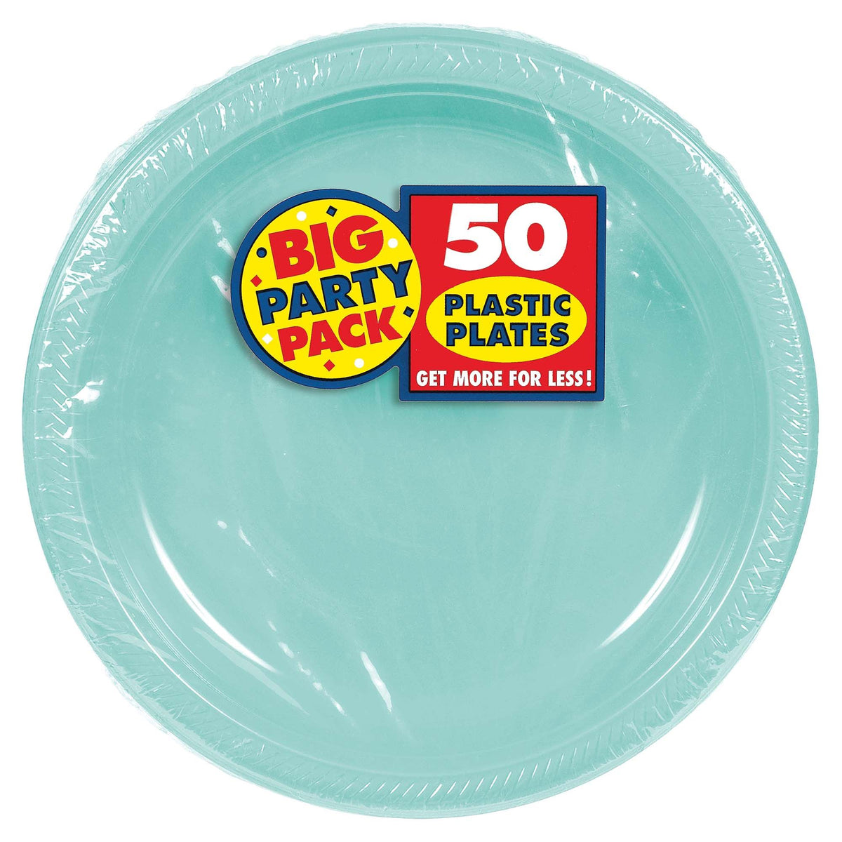 Big Party Pack Robin&#39;s Egg Blue Plastic Dinner Plates 50ct