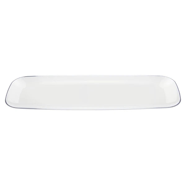 Contemporary Premium Plastic Rectangle Trays - Pearl with Silver Trim