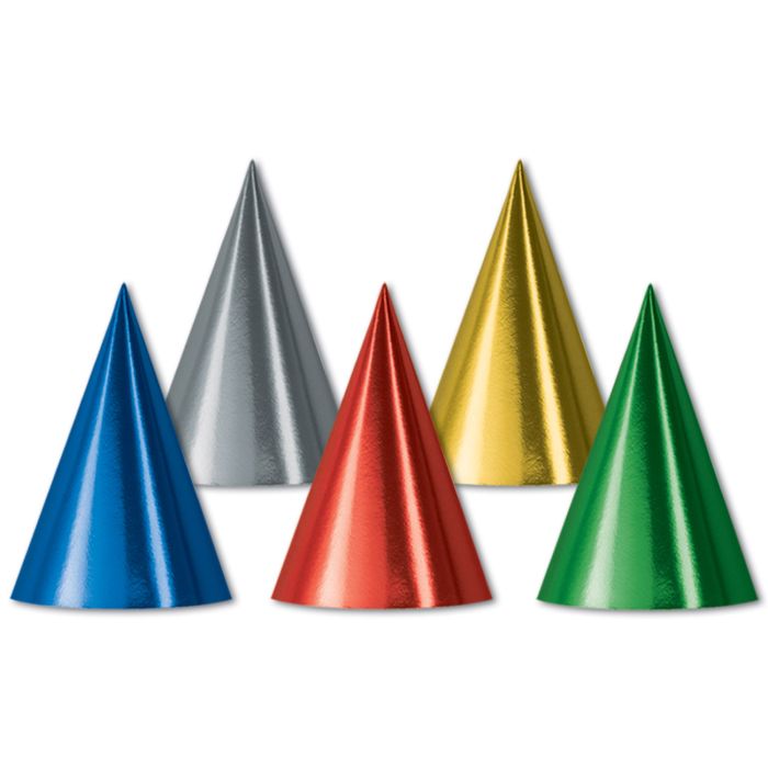 Foil Cone Hats - Sold Individually