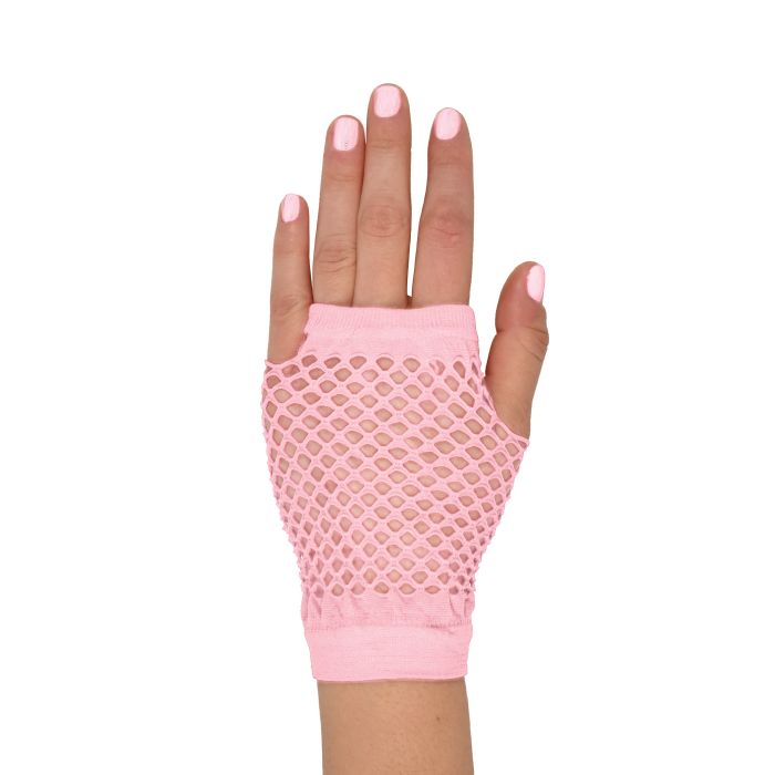 Short Fishnet Gloves - Pink
