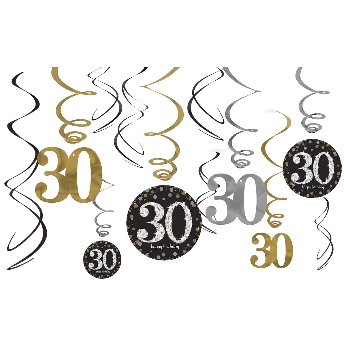Sparkling Celebration 30 Value Pack Foil Swirl Decorations