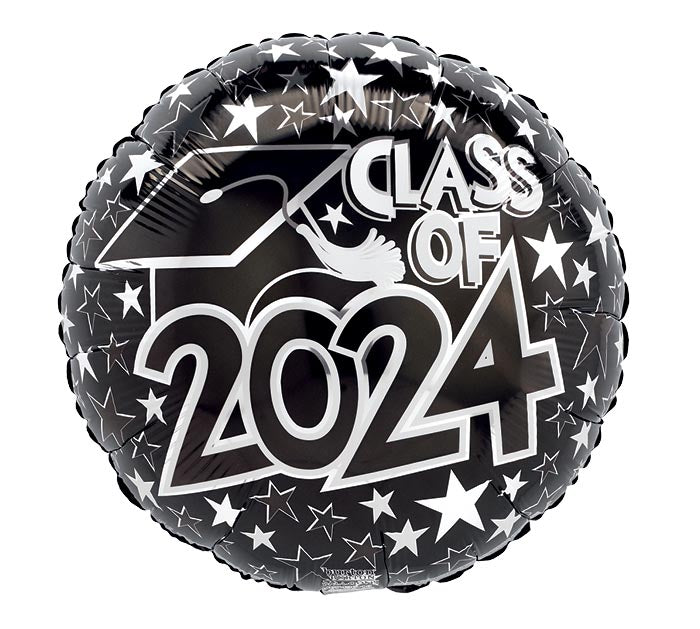 17&quot; CLASS OF 2024 BLACK FOIL BALLOON