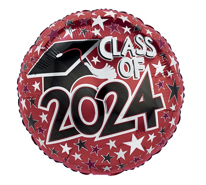 17" CLASS OF 2024 BURGUNDY FOIL BALLOON
