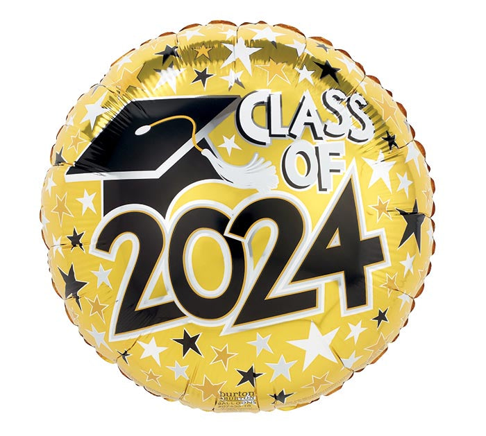 17&quot; CLASS OF 2024 GOLD FOIL BALLOON