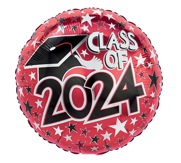 17" CLASS OF 2024 RED FOIL BALLOON