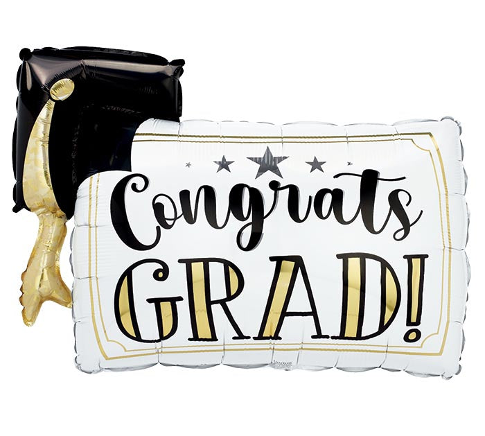 36&quot; CONGRATS GRAD CAP DIPLOMA FOIL BALLOON