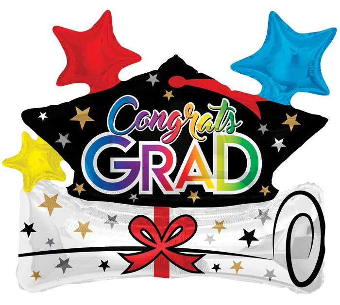 36&quot; GRAD COLORFUL CONGRATS FOIL BALLOON