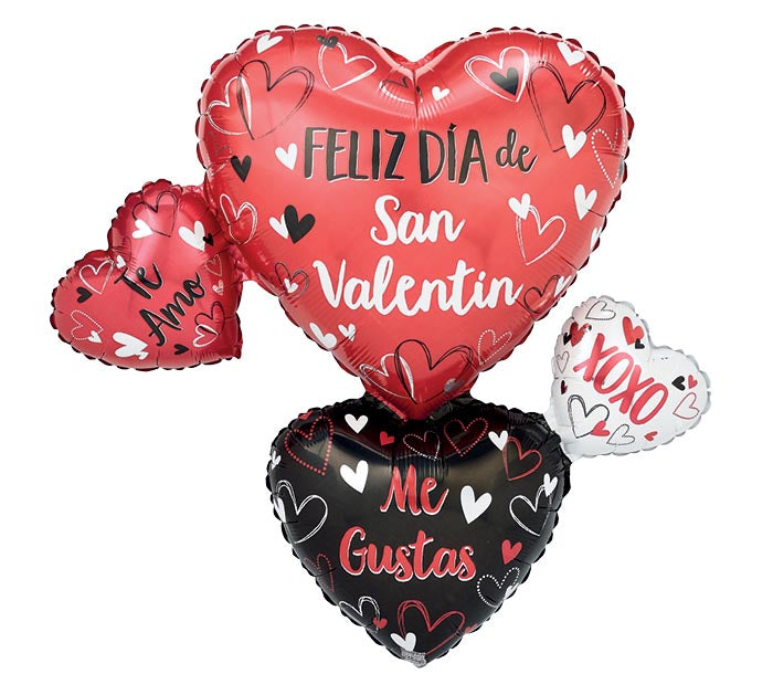 36" STACKED HEARTS FELIZ DIA DE SAN VALENTIN Balloon