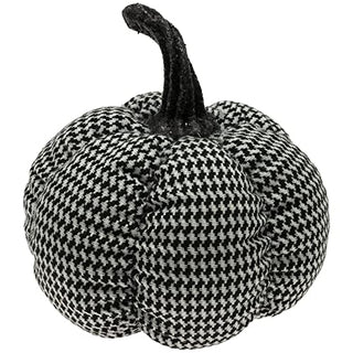 Large Fabric Pumpkin - Black & White Hound S-tooth
