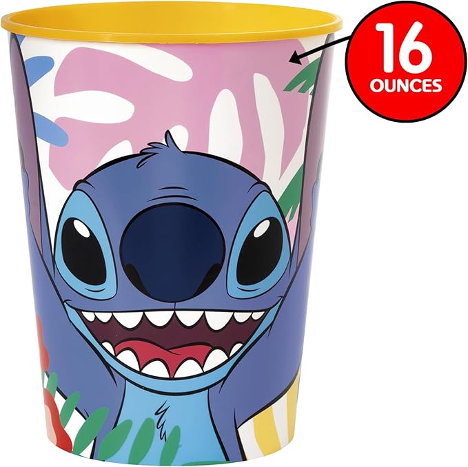 Multicolor Disney Lilo &amp; Stitch Design Plastic Stadium Cup, 16 oz (1 Count)