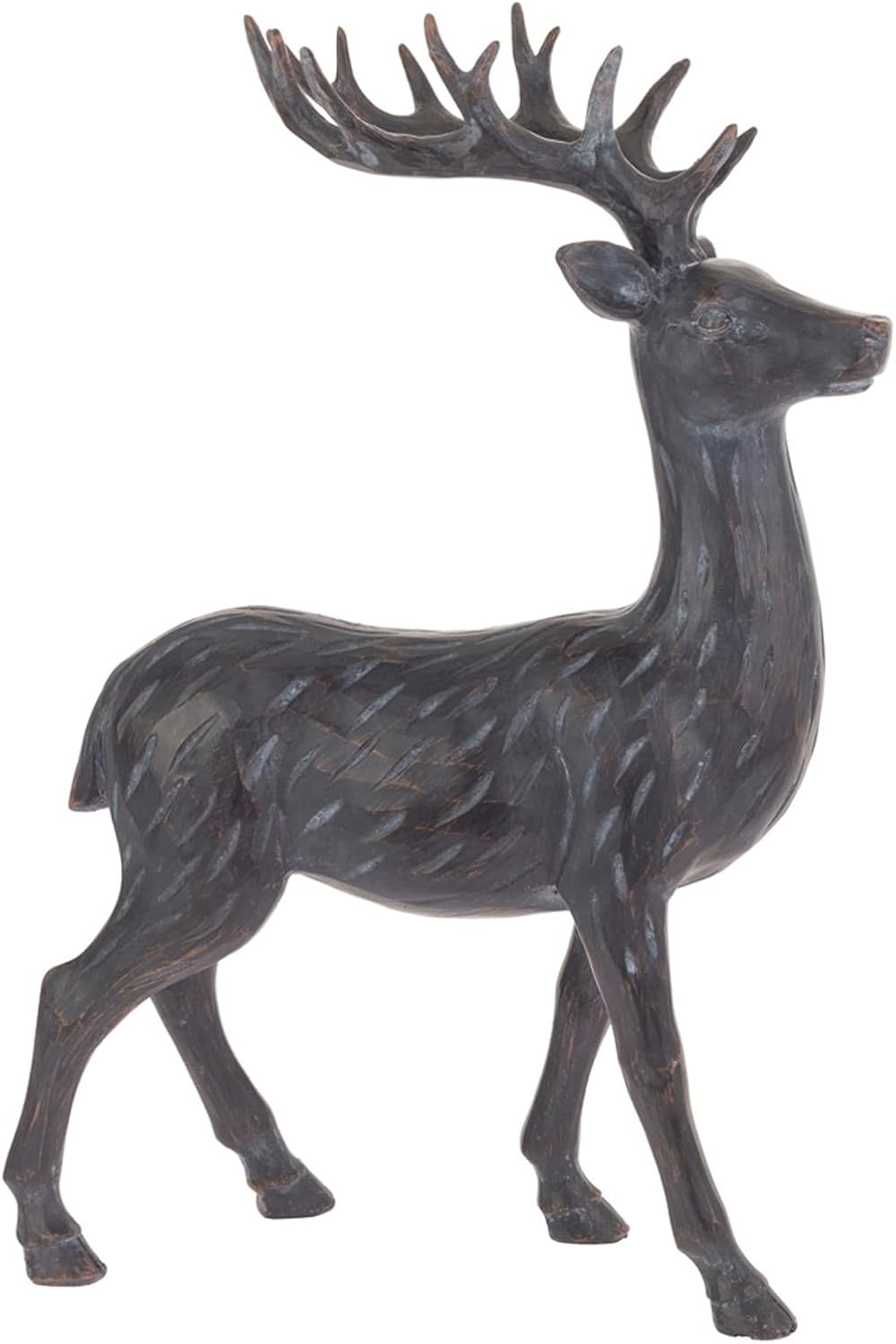 Christmas Statue Figurines for Tabletop Mantel Shelf Winter Holiday Decorations for Home, Standing, Etched Slate Deer