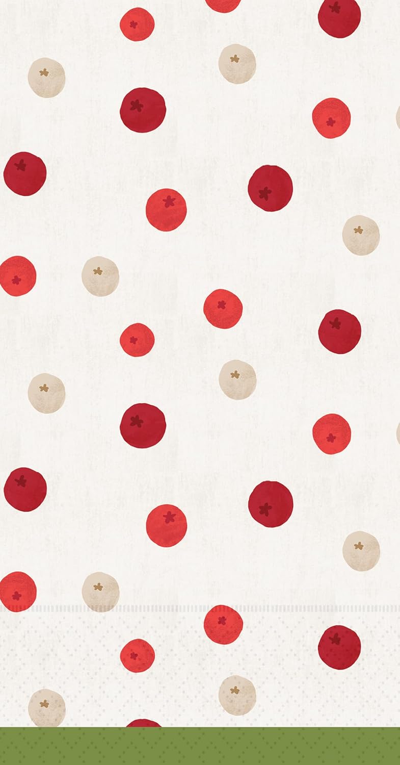Guest Hand Towels, Winter Berry Dots, 16-Count