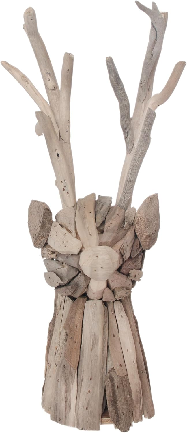 Christmas Statue Tabletop Figurine Winter Holiday Decorations, 10.5" x 15.75", Driftwood Deer
