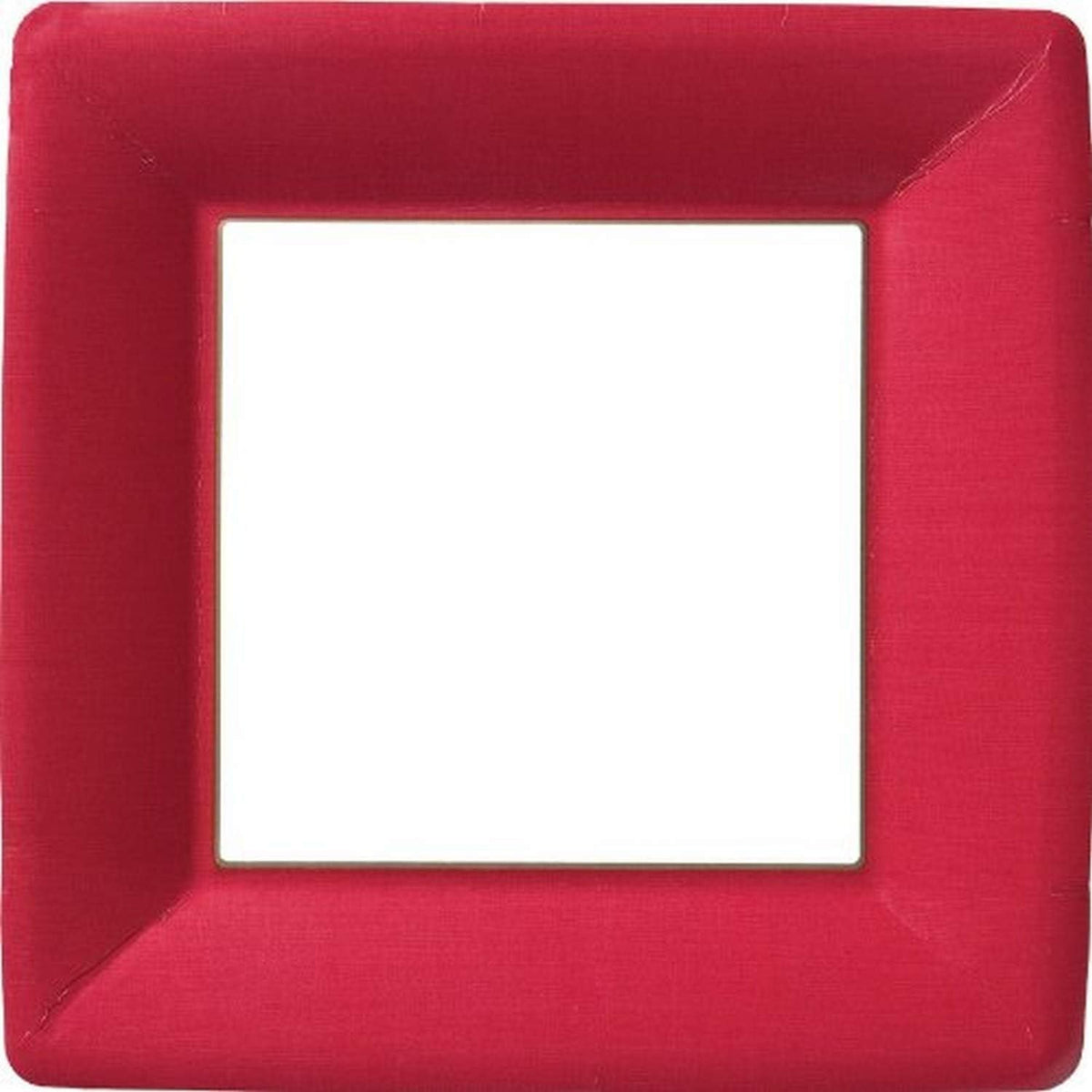 Heavyweight Paper Plates Classic Linen Collection Disposable Square Dinner Plate Pack, 10-Inches, Red, 8-Count