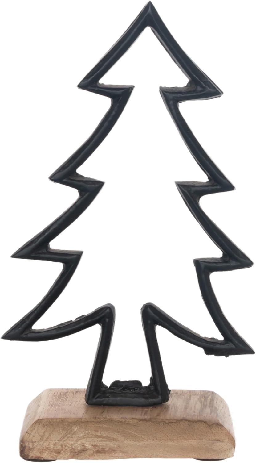 Tabletop Christmas Tree Winter Holiday Decorations for Home, 6.25", Black Metal Tree
