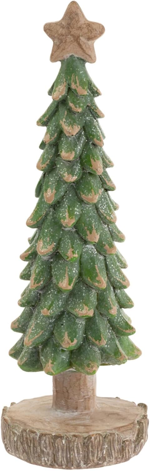 Christmas Tree for Tabletop Mantel Shelf Winter Holiday Decorations for Home, Small, Weathered Green Tree with Star