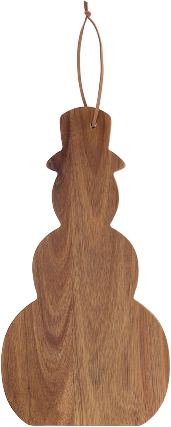 Serving Board Charcuterie Cutting Boards Acacia Wood Tray, Medium 12-Inches, Snowman Shaped