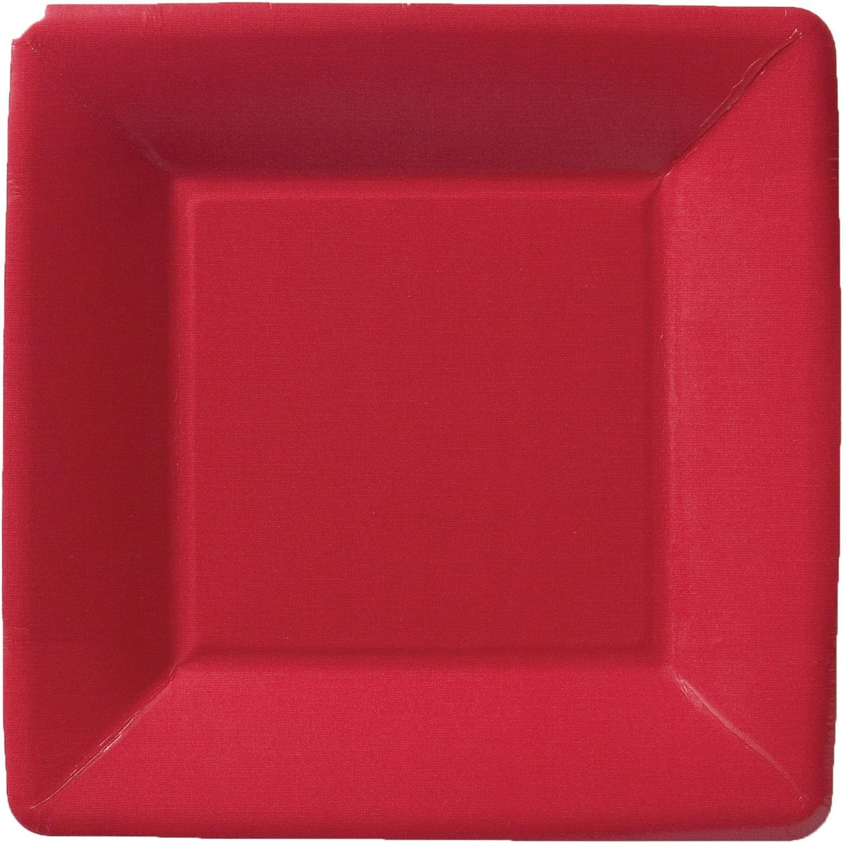 Classic Linen Square Disposable Dessert Paper Plates, 7-Inches, Red, 8
