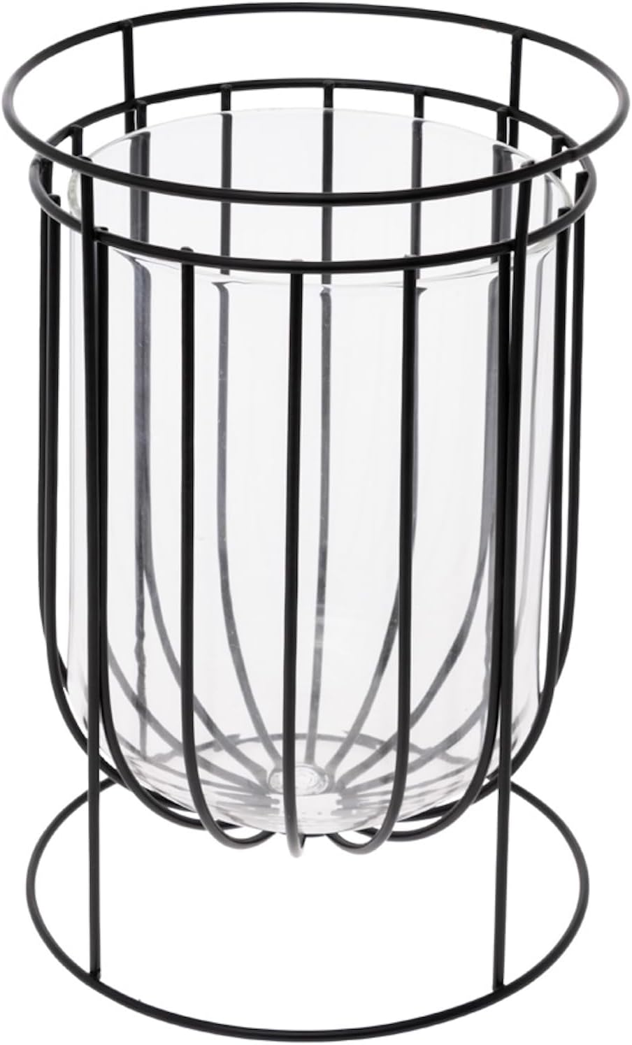 Vases Basket-Style Metal Urn Candle Holder Vase with Glass Insert, Large, Black