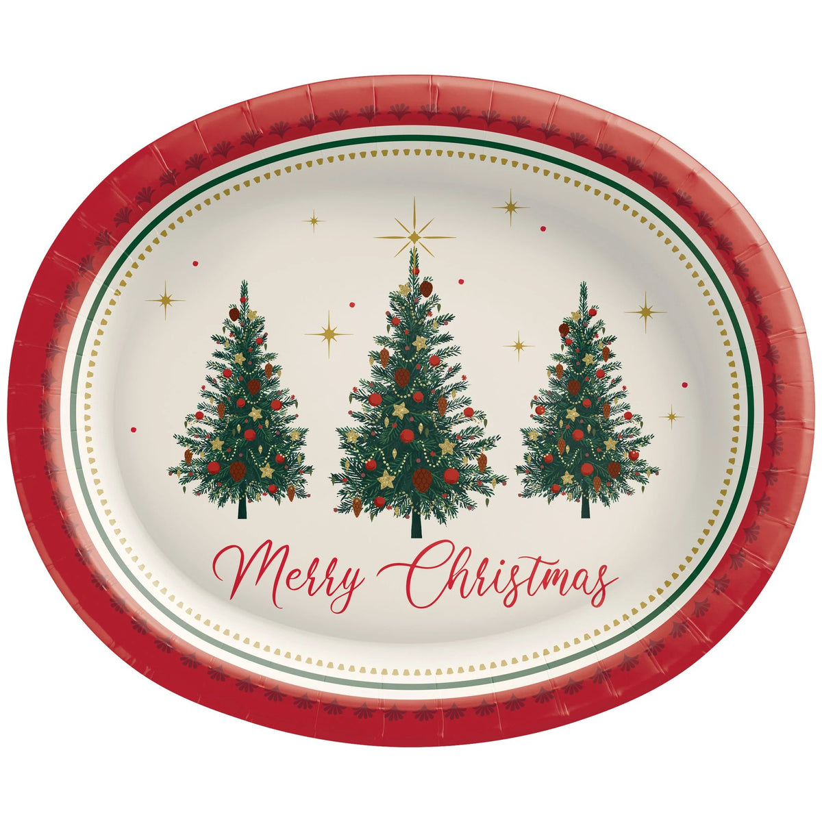 Elegant Evergreen Oval Plates