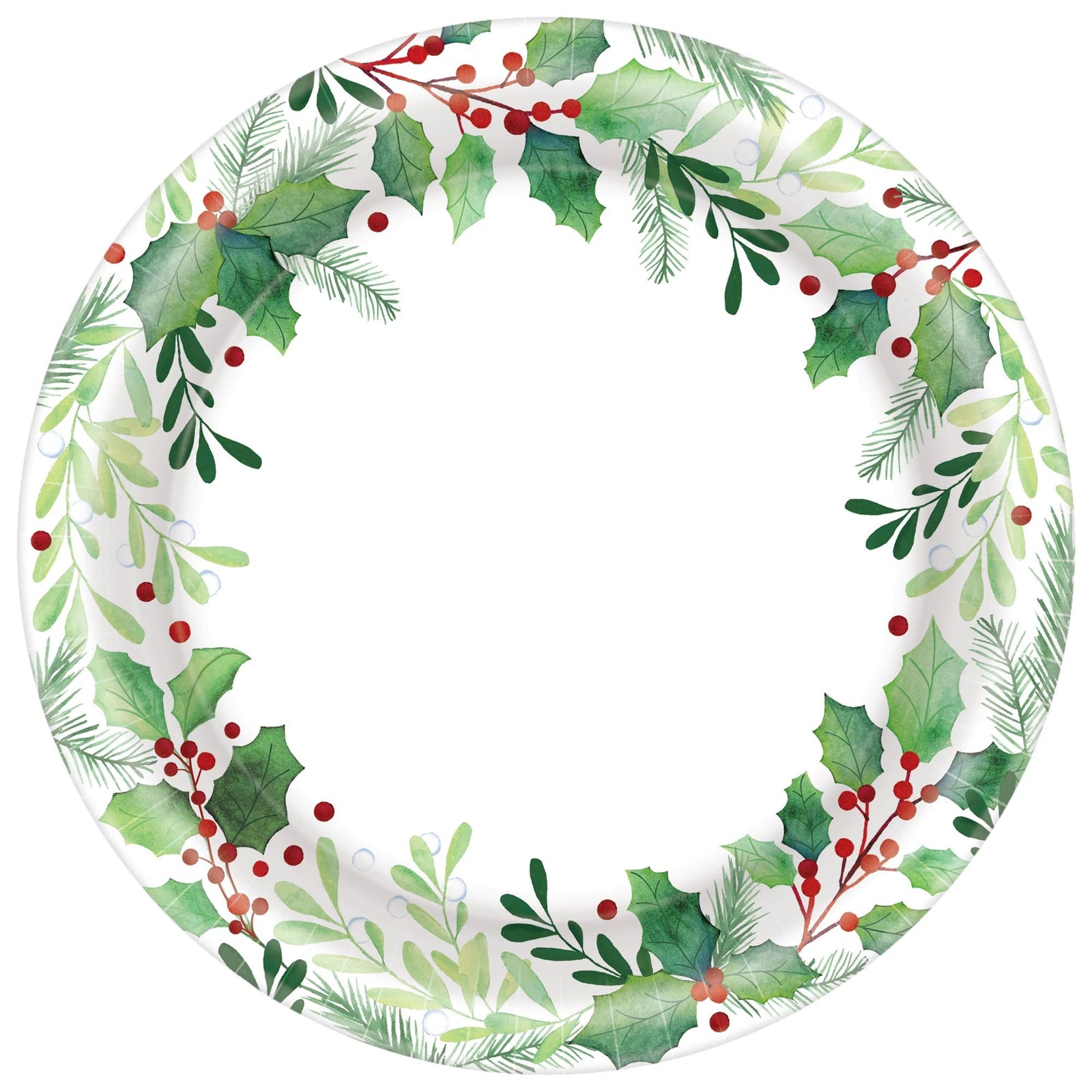 Traditional Holly Round Plates, 8 1/2"