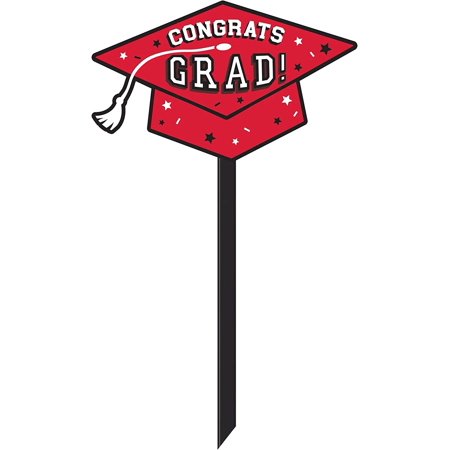 Red Congrats Grad Lawn Sign
