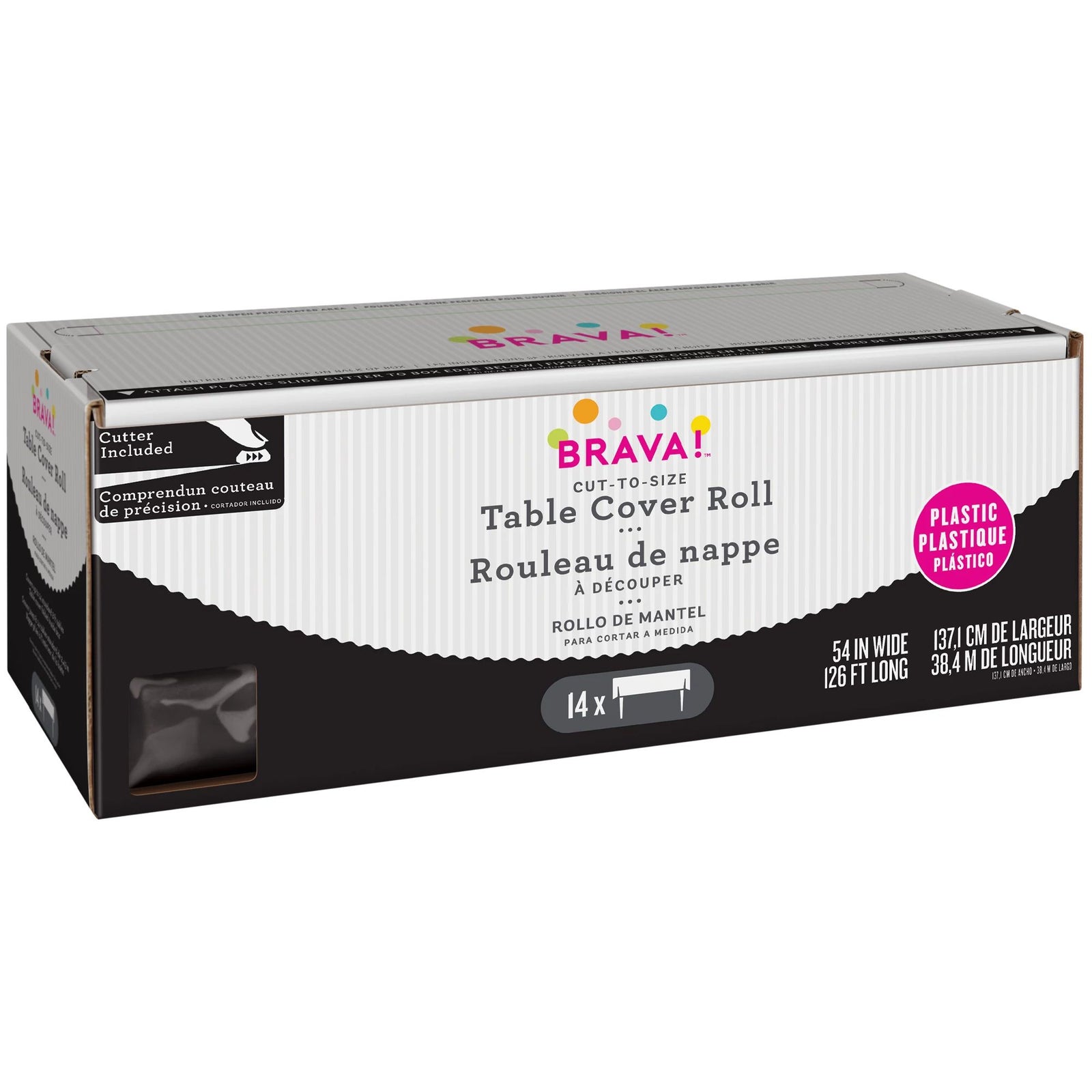 Jet Black - Boxed Plastic Table Roll