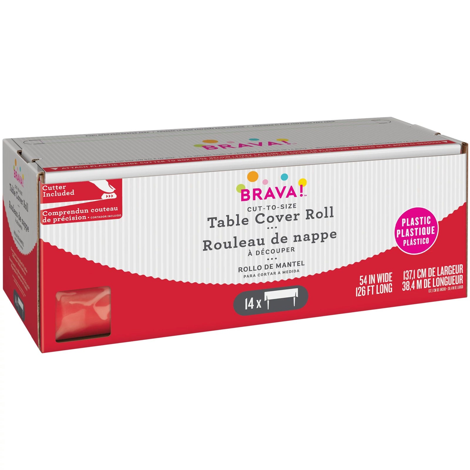 Apple Red - Boxed Plastic Table Roll