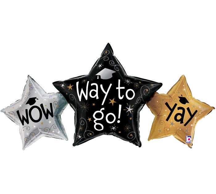 43&quot; WAY TO GO GRAD STARS SHAPE FOIL BALLOON