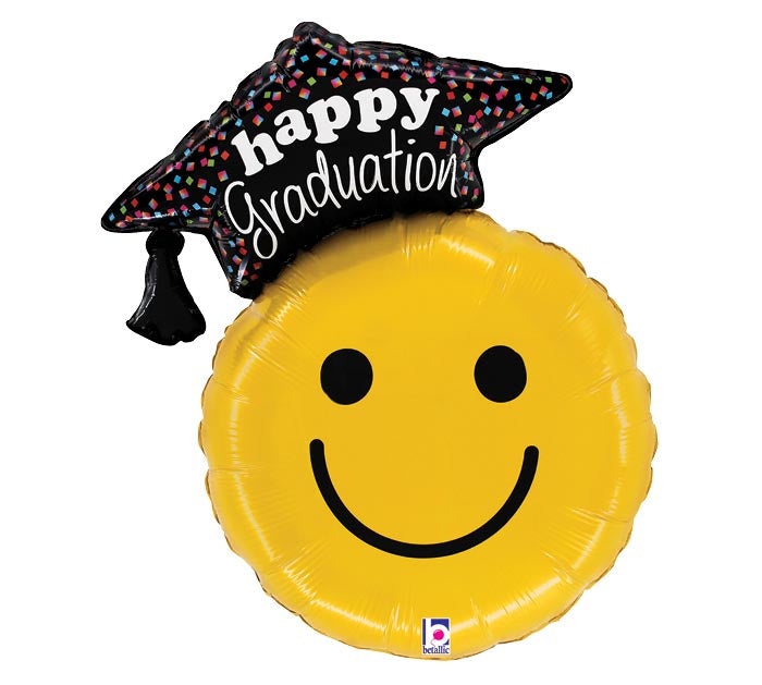 26&quot; GRADUATION SMILEY SHAPE FOIL BALLOON