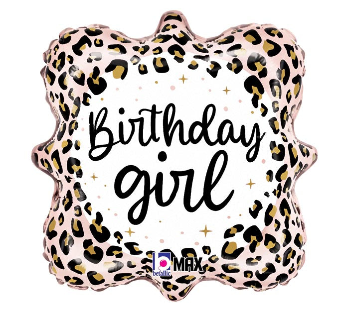 514 18" PKG SATIN LEOPARD BDAY GIRL MARQUEE
