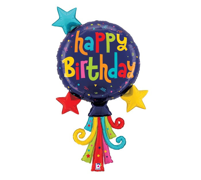 407 34&quot; BRIGHT BIRTHDAY BLOCKS STAR SHAPE FOIL BALLOON