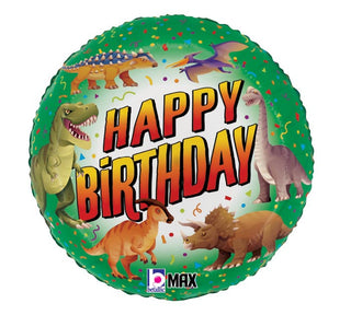 554 18" HAPPY BIRTHDAY DINOSAURS FOIL BALLOON