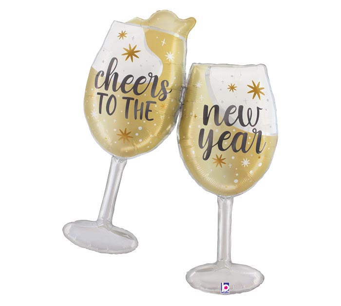42" PKG SATIN NEW YEAR CHAMPAGNE GLASSES