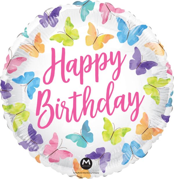 463 30" Happy Birthday Butterflies Foil Balloon
