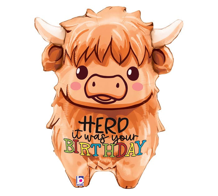 522 27" BIRTHDAY HIGHLAND COW BALLOON