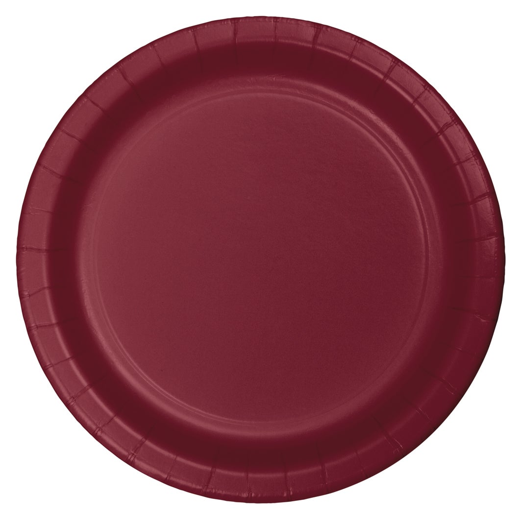 7" Paper Luncheon Plates - Burgundy