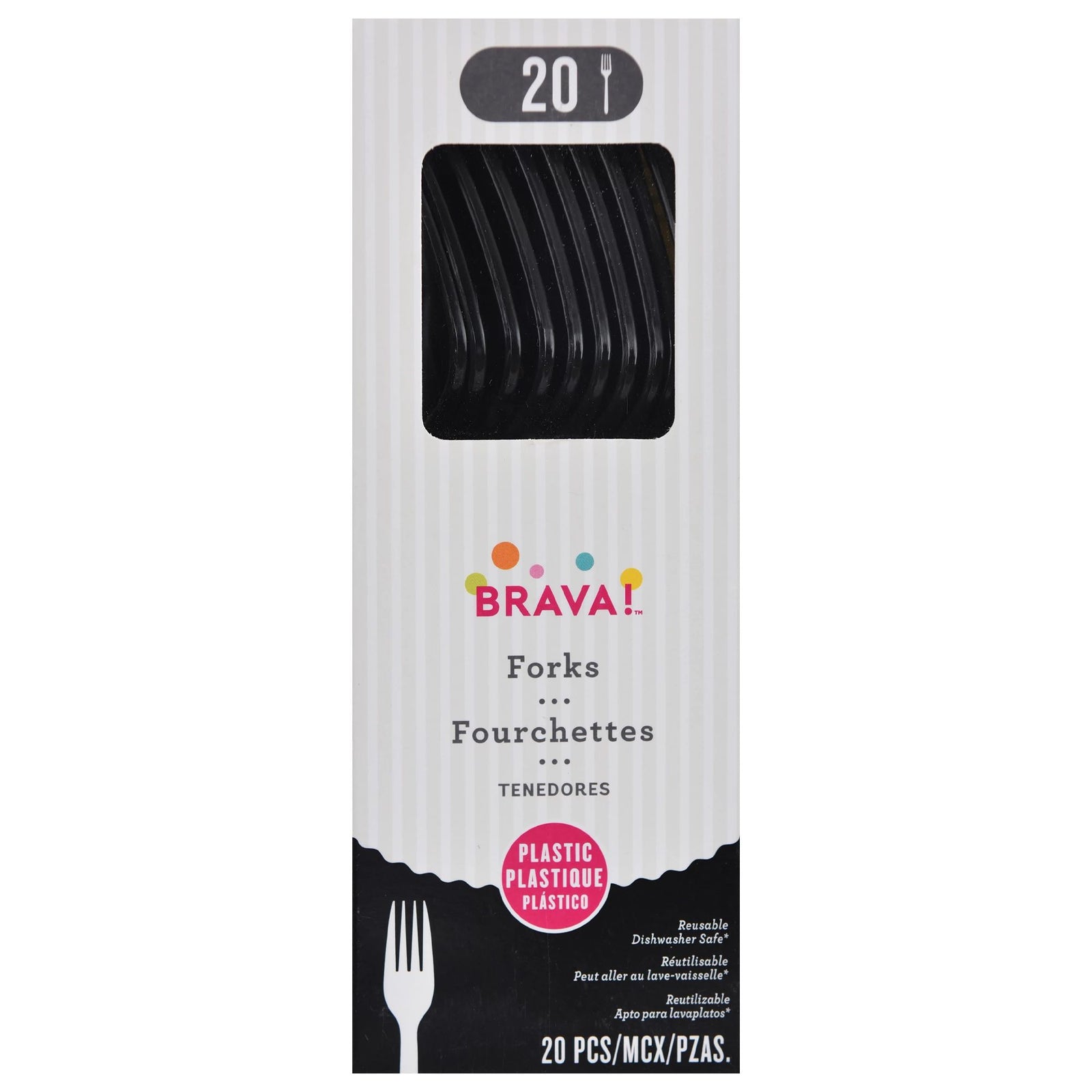 Reusable Plastic Forks, Mid Ct. - Jet Black