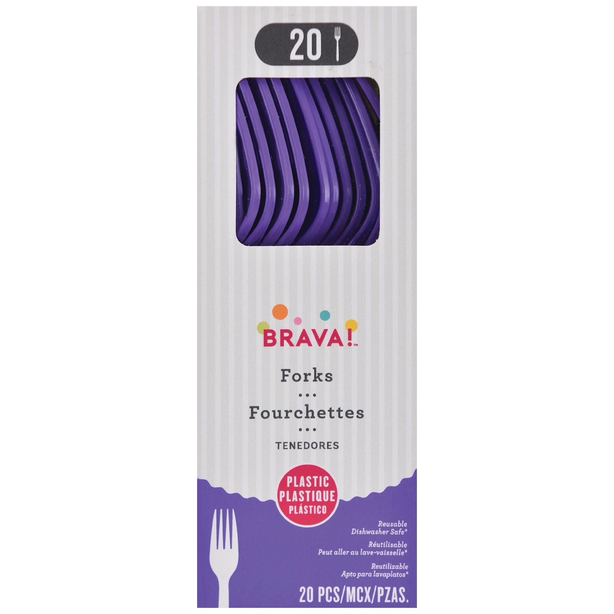 Reusable Plastic Forks, Mid Ct. - New Purple