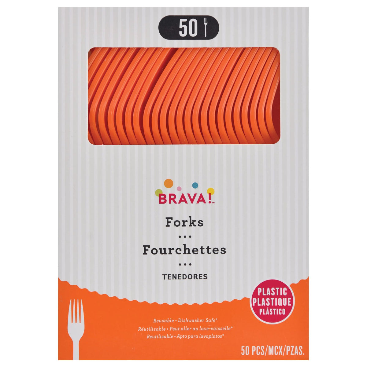 Reusable Plastic Forks, High Ct. -Orange Peel