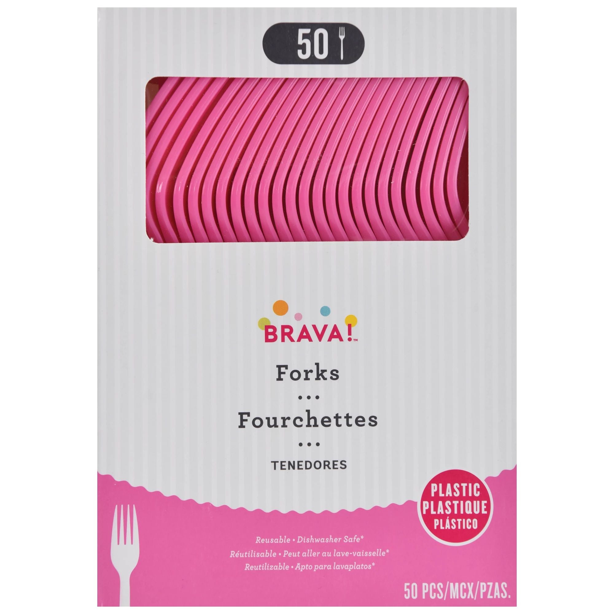 Reusable Plastic Forks, High Ct. -Bright Pink