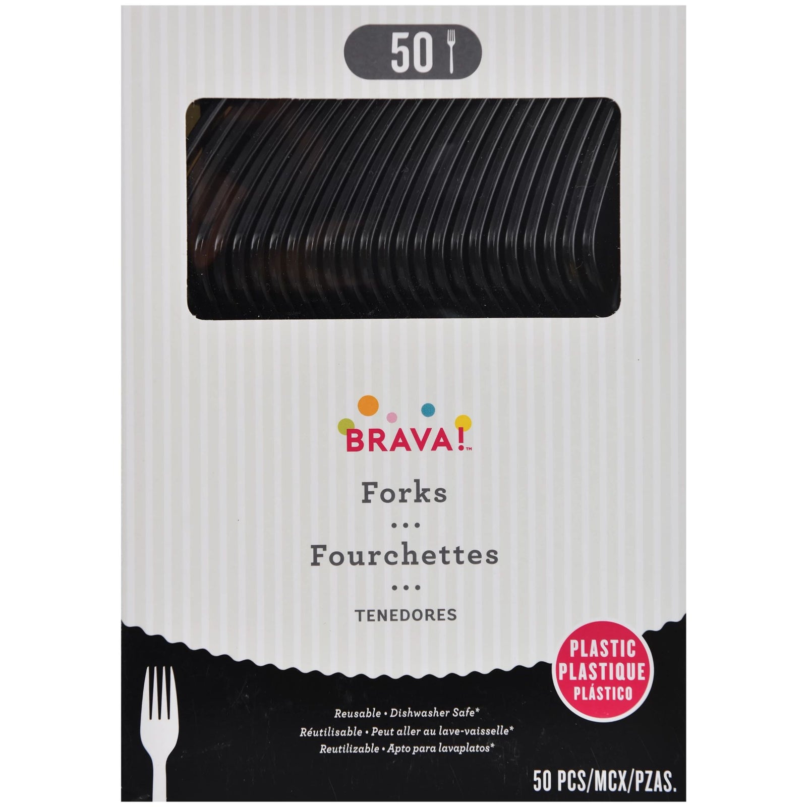 Reusable Plastic Forks, High Ct. -Jet Black